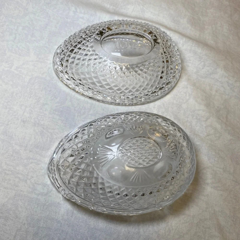 Vintage 1977‎ Avon Fostoria Clear Glass Egg Trinket Box Covered Soap Dish